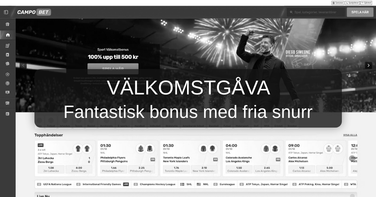 Välkomstbonus och casinospel hos CampoBet Casino